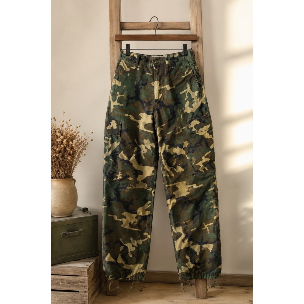 Vintage US Military Woodland Camo BDU Cargo Pants Sm Short Ripstop Army Tactical